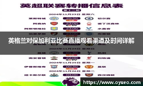 英格兰对保加利亚比赛直播观看渠道及时间详解